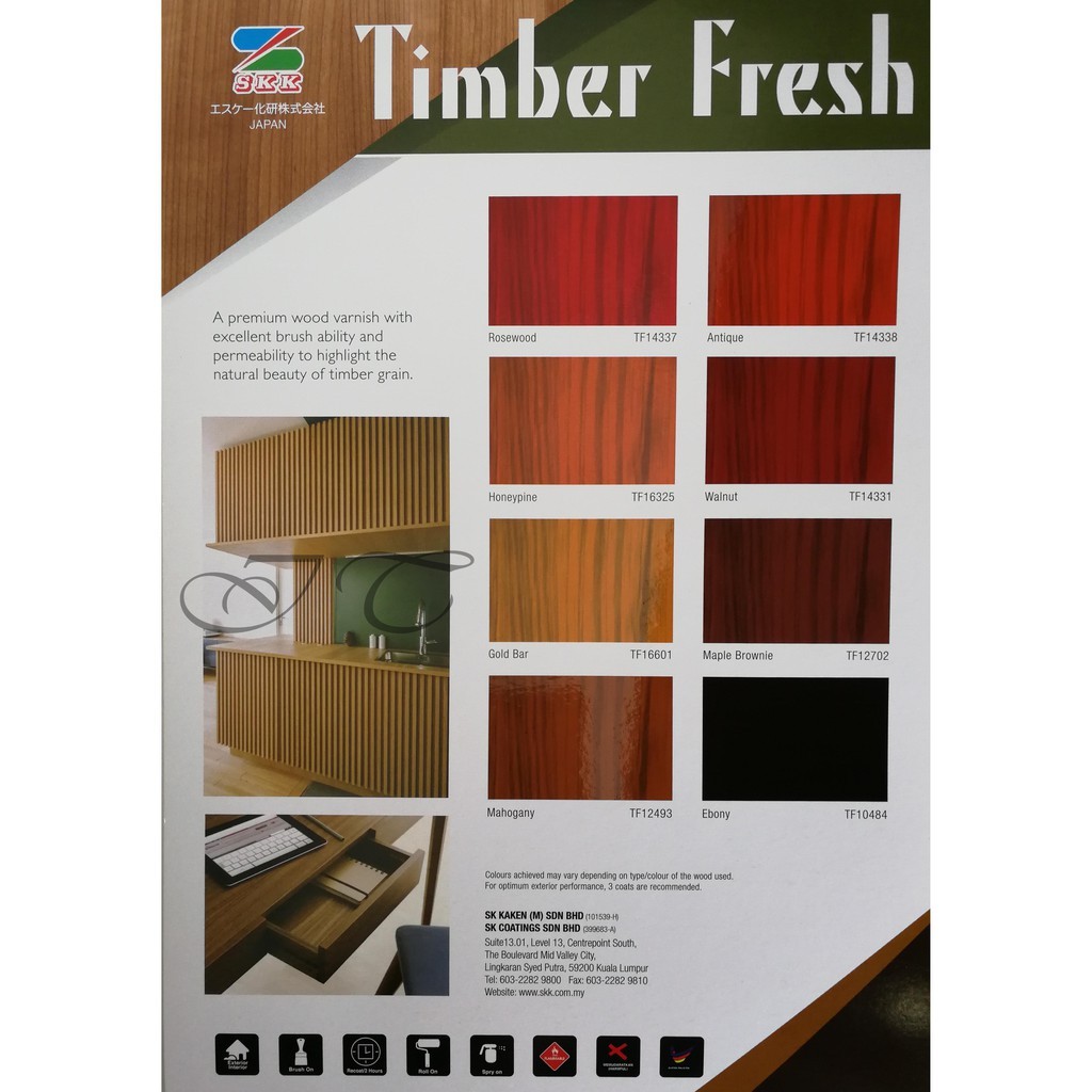 SKK Timber Fresh Wood Varnish 5 Liter Shellac Wood Stain Syelek Kayu Berkilat Cat Kayu Timber Coating Varnish for Wood - Image 4