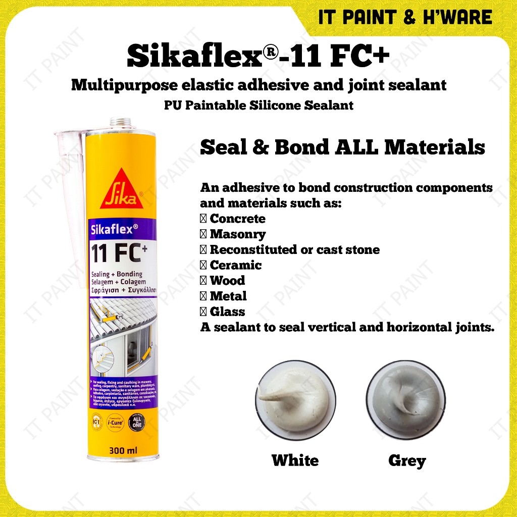 Sika Sikaflex 11 FC+ Silicone Sealant Sealing Bonding Multipurpose Elastic Adhesive & Joint Sealant