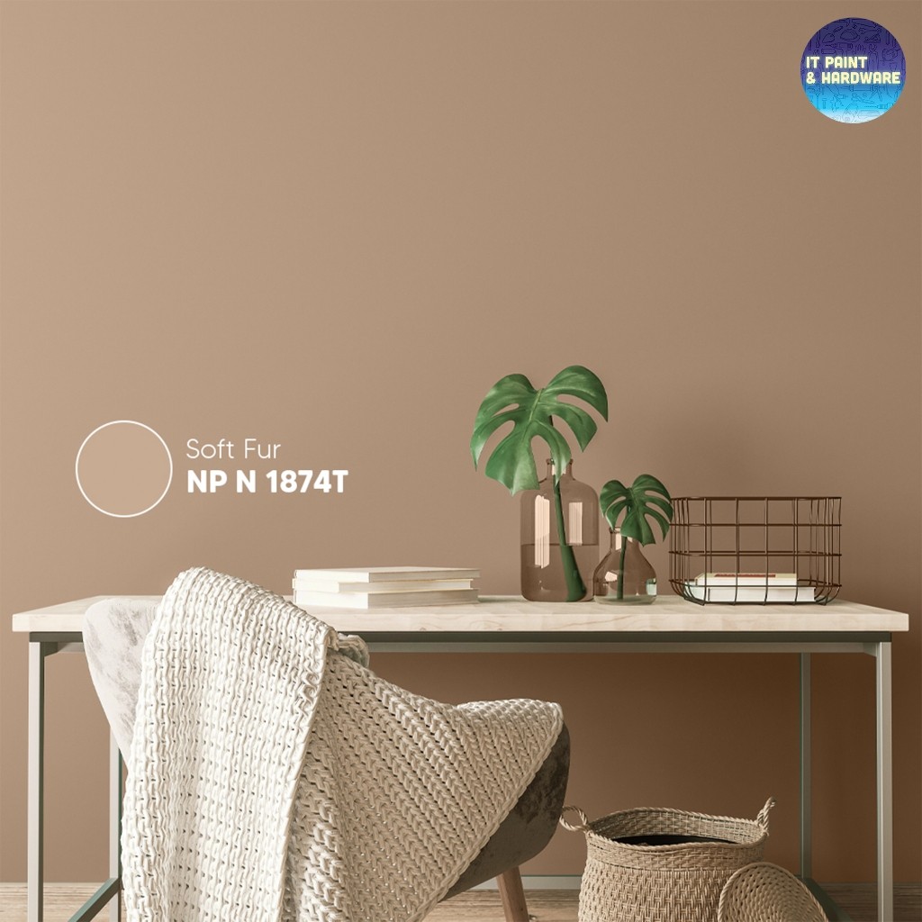 [1874T Soft Fur] 1 Liter MCI Paint  x Nippon Interior Colour Paint for Indoor Cat Dalaman Rumah Easy Clean Mocha Brown