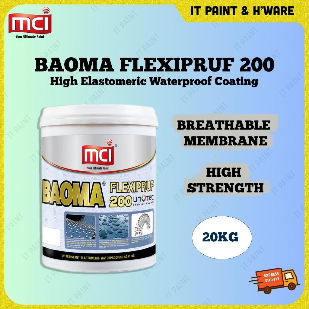 20KG MCI BAOMA FLEXIPRUF200 Waterproofing Coating Paint for Exterior and Interior UV Resistance Slab Roof White Grey