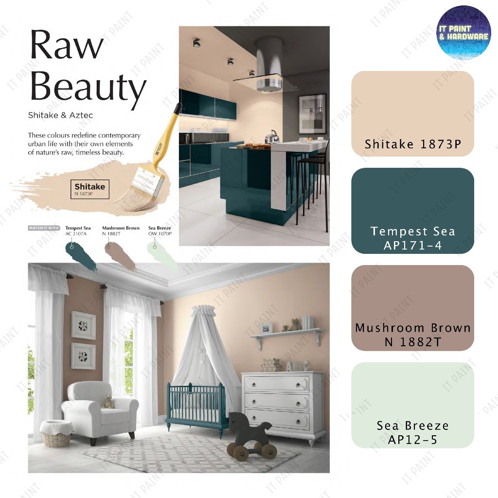 [Shitake & Aztec] 5 Liter MCI Paint Interior Colour Paint for Indoor Cat Dalaman Rumah Easy Clean Light Beige