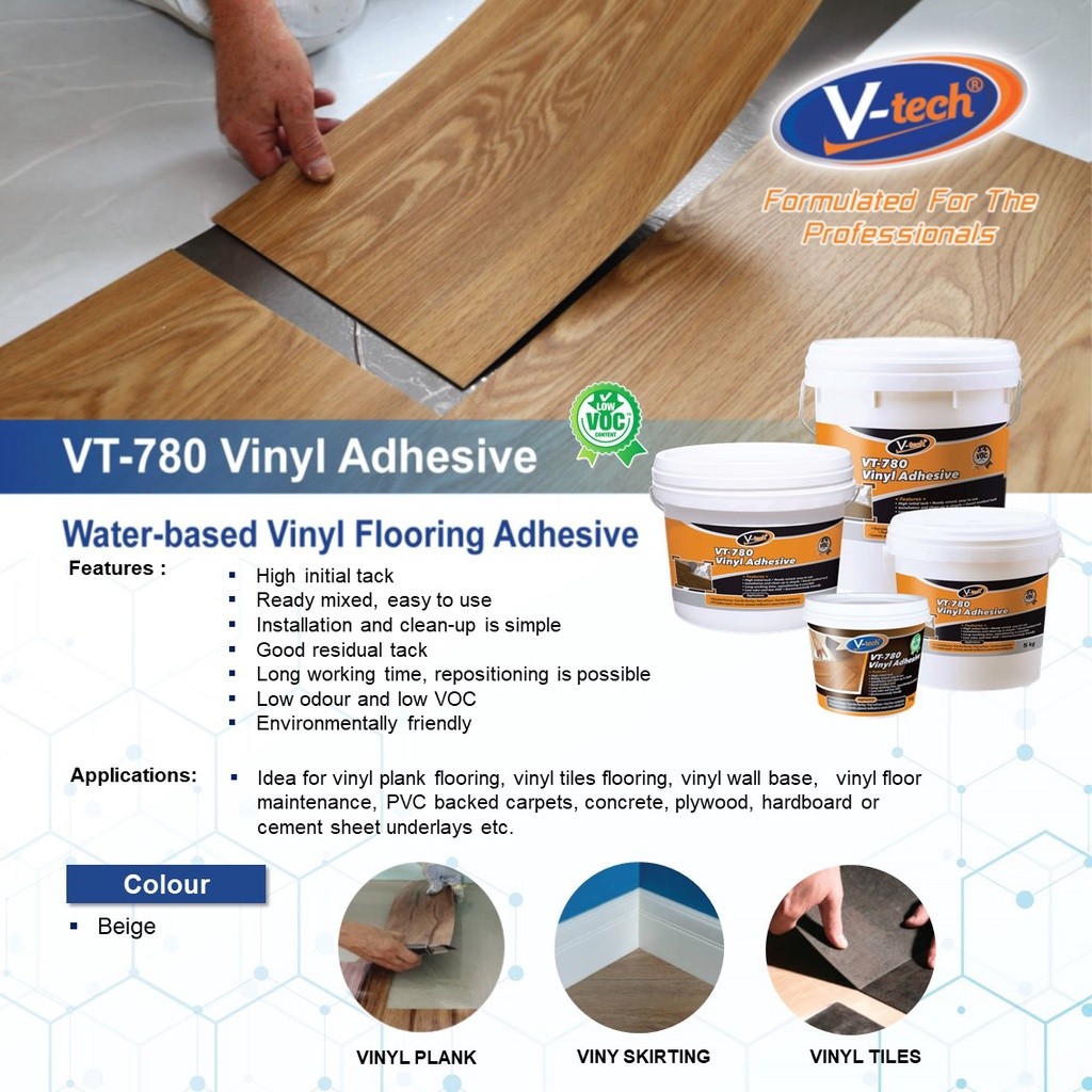 1KG V-Tech VT-780 Vinyl Adhesive Gam Lantai Flooring Glue Gam Tikar Getah PVC Carpet - Image 5
