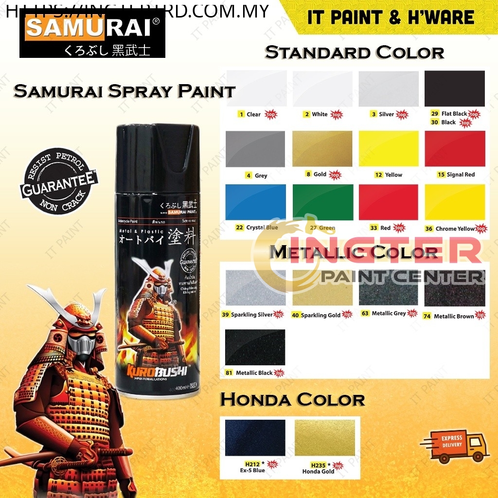 Samurai Spray Paint (400ML) - Standard Color Honda Motorcycle Colour and Metallic Colors