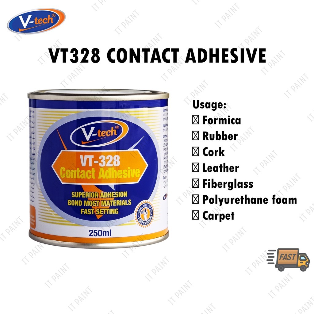 V-Tech VT-328 Contact Adhesive 250ml Formica Glue Table Laminate Glue Carpet Glue CA Glue Gam Kasut Gam Wainscoting Foam