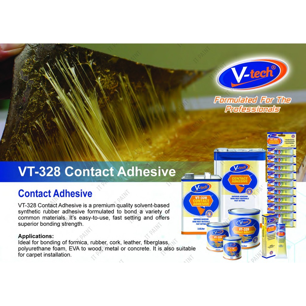 V-Tech VT-328 Contact Adhesive 250ml Formica Glue Table Laminate Glue Carpet Glue CA Glue Gam Kasut Gam Wainscoting Foam - Image 4