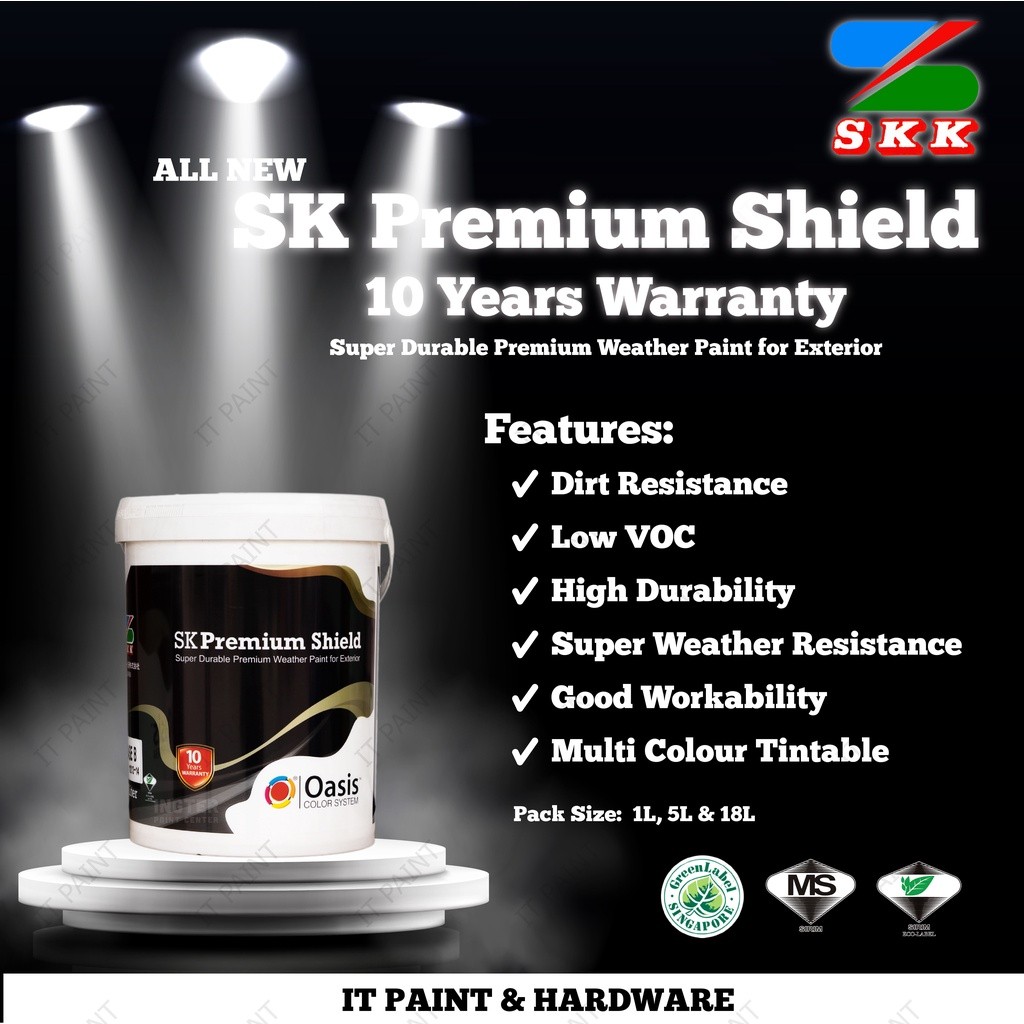 18 Liter SK Premium Shield [10 Years Warranty] SKK PAINT Weather Shield for Exterior Cat Luar Tahan Kulat 10 Tahun
