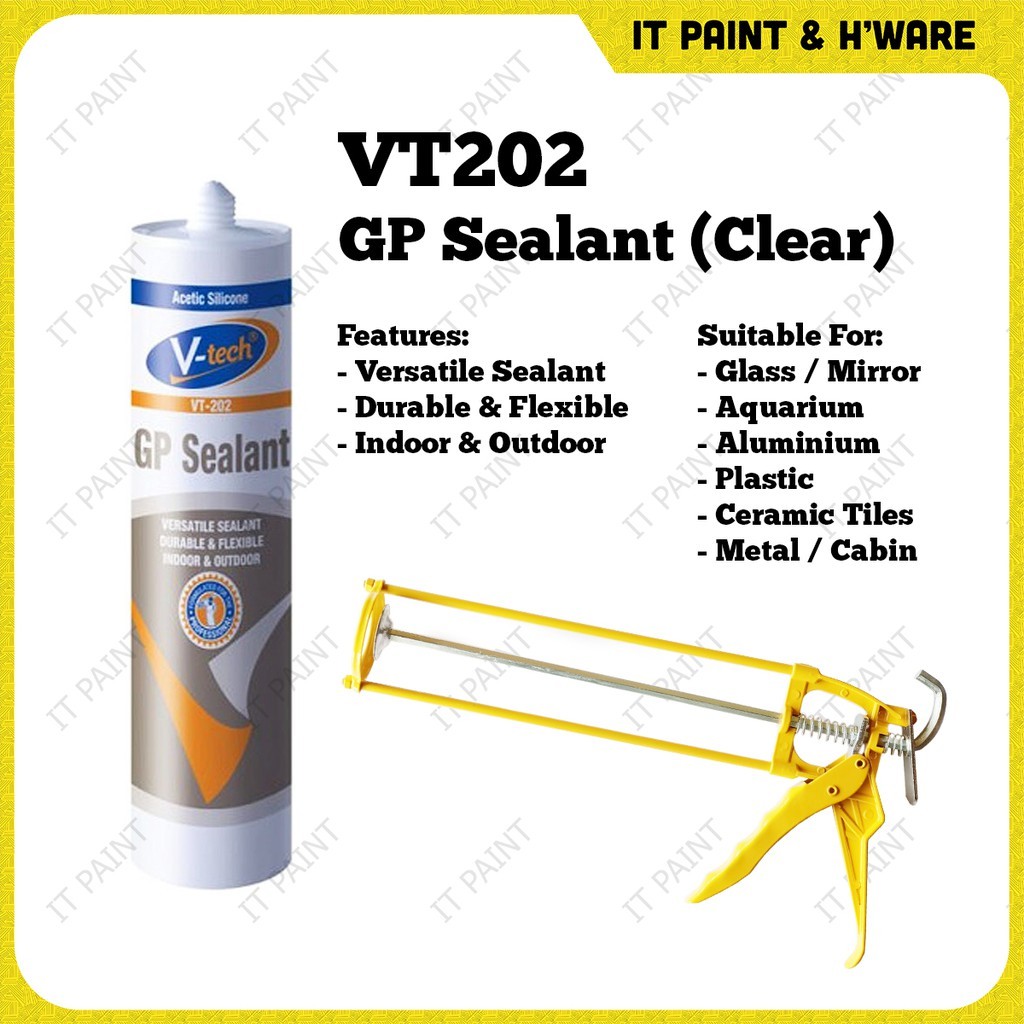 V-Tech VT-201 All Purpose Acetic Silicone Sealant (Clear) Gam Aquarium Gam Cermin Silicon Clear Akuarium - Image 4