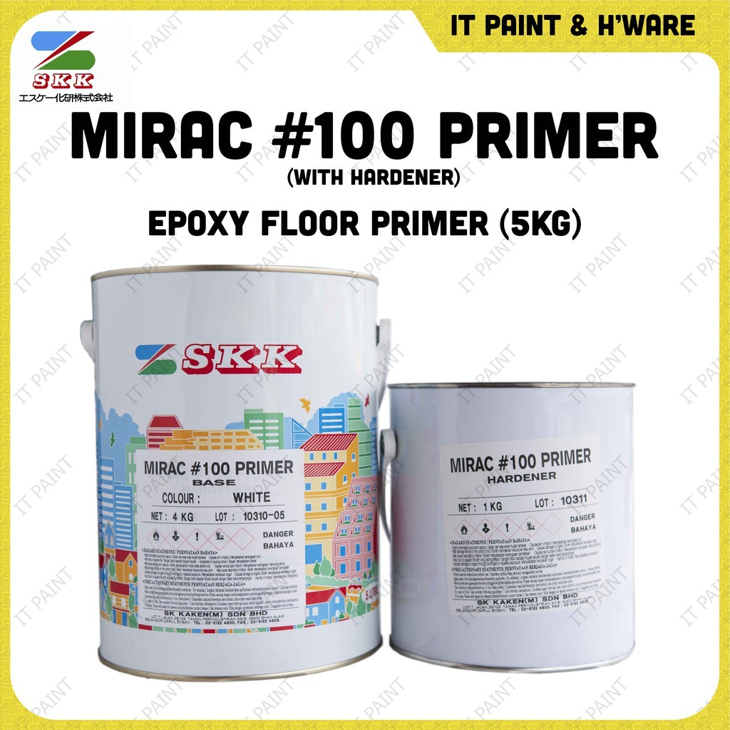 SKK Mirac #100 Primer 16KG with Hardener 4KG Extreme Heavy Duty Floor Epoxy Primer Paint Undercoat Cat Lantai