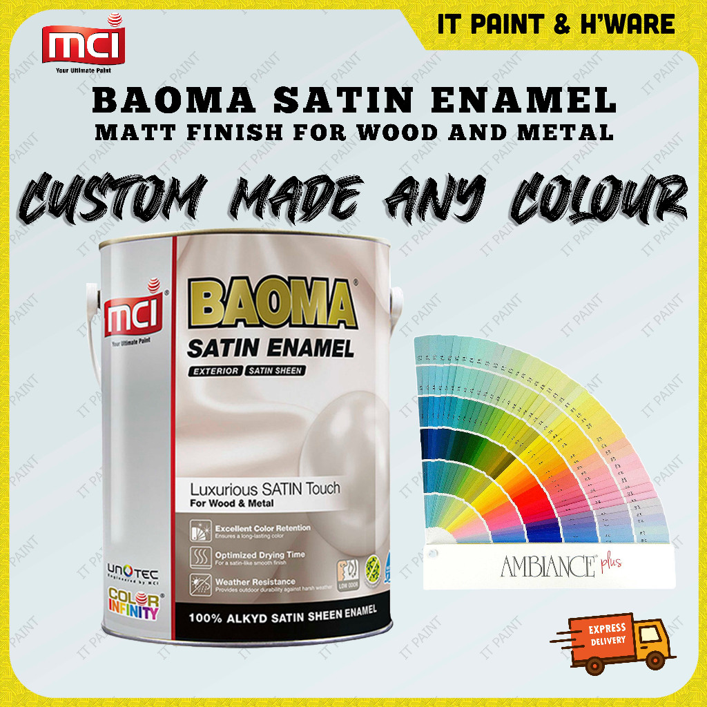 [CUSTOM] 1 Liter MCI Paint Baoma Satin Enamel for Wood & Metal Cat Matt Besi dan Kayu