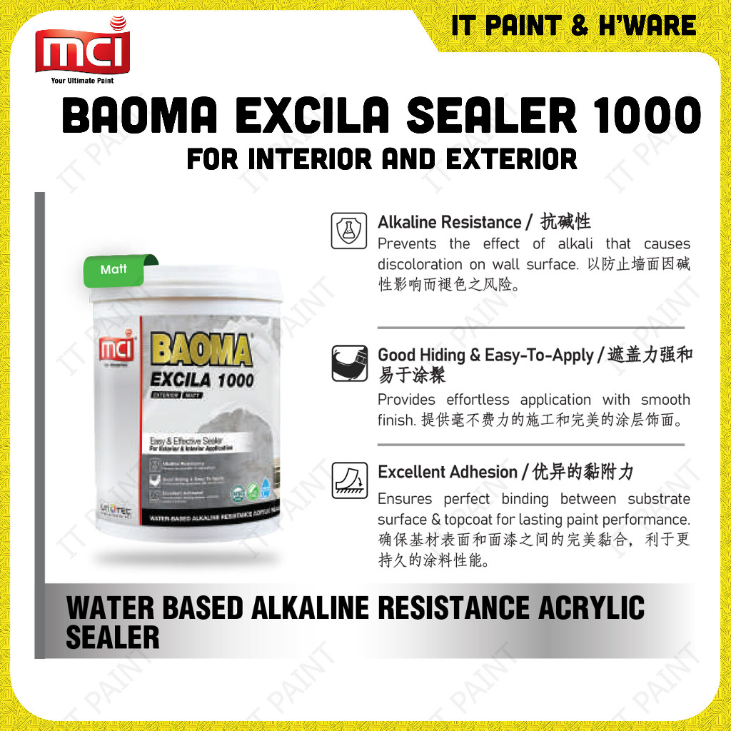 MCI EXCILA 1000 SEALER - 18 Liter Water Based Acrylic Sealer for Indoor Outdoor Wall Sealer Paint Cat Undercoat Dinding - Image 3
