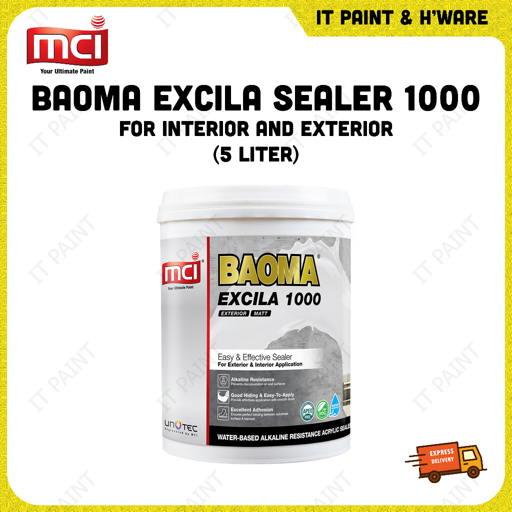 MCI EXCILA 1000 SEALER - 5 Liter Water Based Acrylic Sealer for Indoor Outdoor Wall Sealer Paint Cat Undercoat Dinding