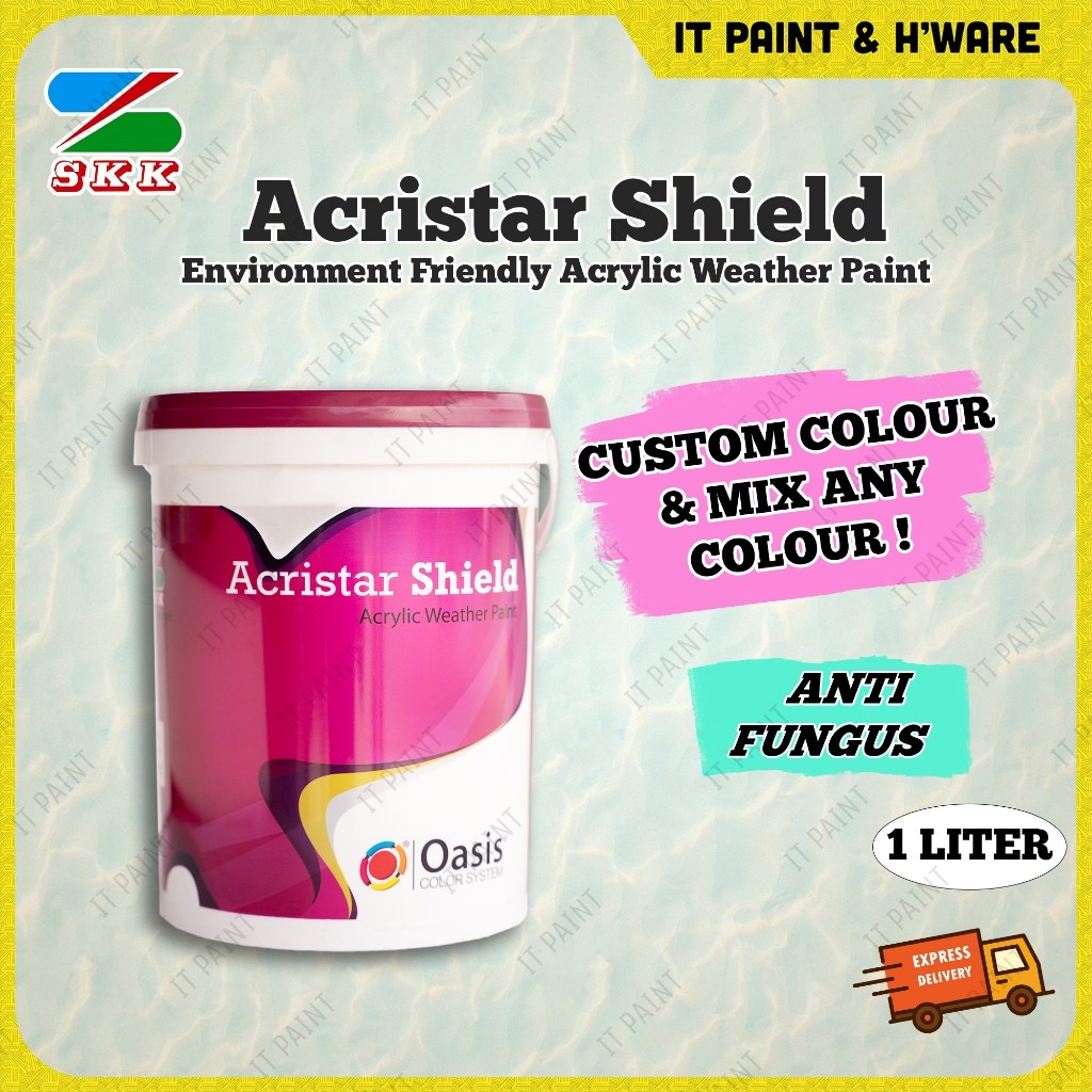 [Custom Color] 1 LITER SKK Paint Acristar Shield  for Exterior; Cat Luar Tahan Kulat