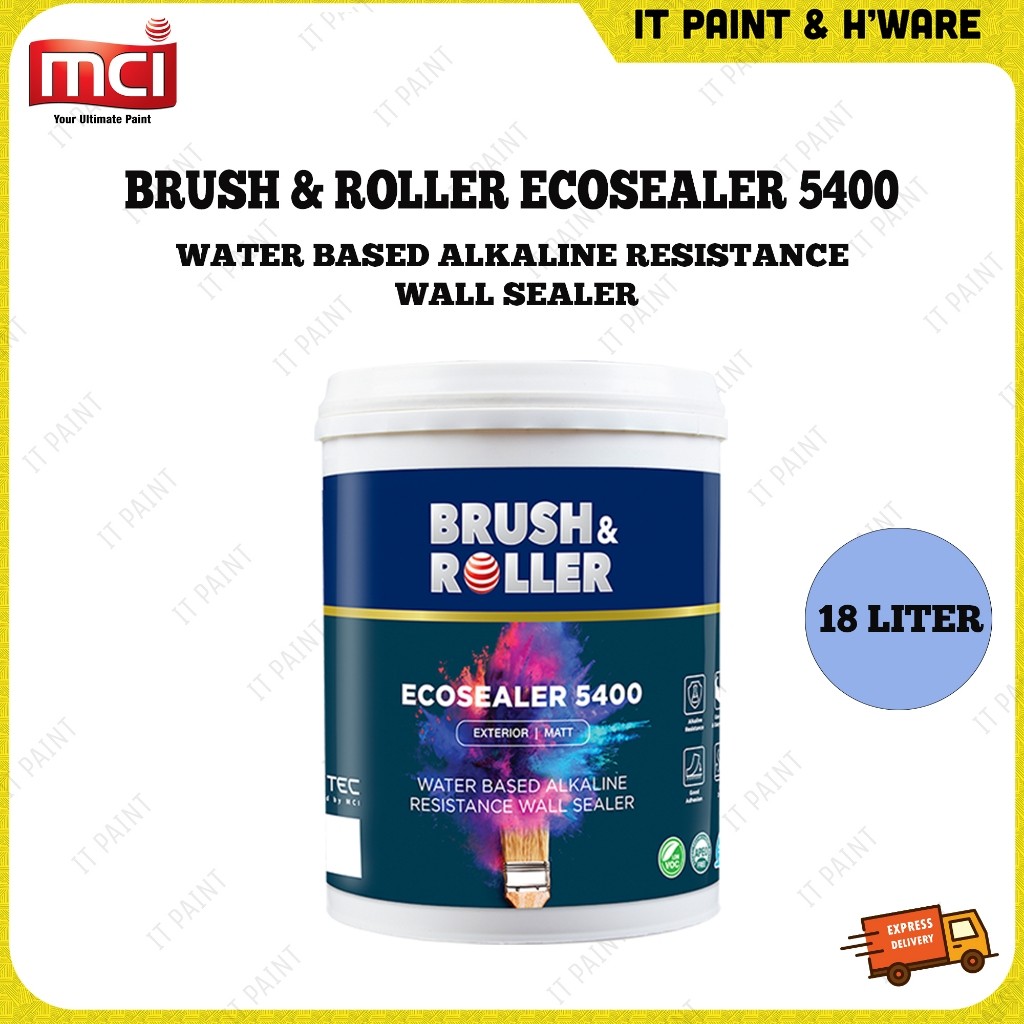18 LITER BRUSH & ROLLER ECOSEALER 5400 WATER BASED ALKALINE RESISTANCE WALL SEALER CAT UNDERCOAT DINDING