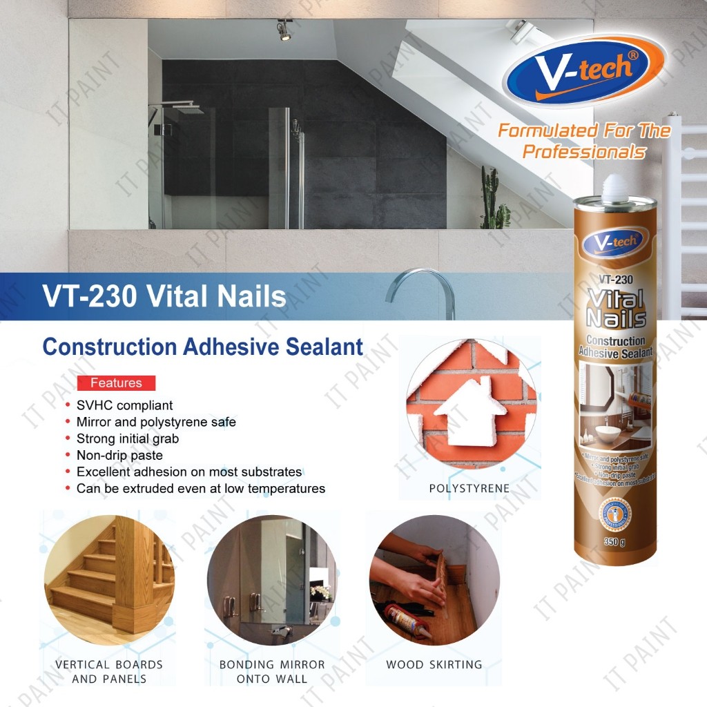 VT230 V-Tech Vital Nail for Gam Wainscoting VT224 VT226 Gap Sealant Silicone Gun Fluted Wall Shiplap - Image 4