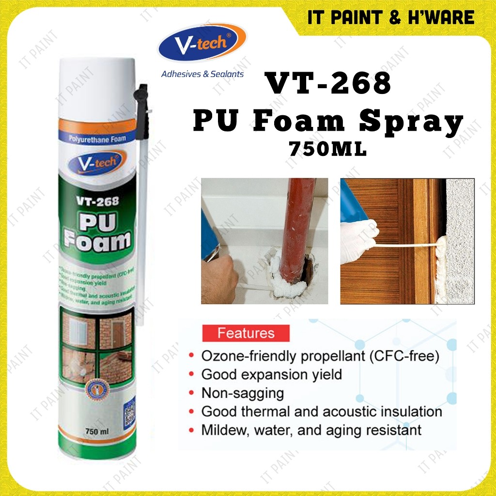 VT-268 V-TECH PU Foam Spray 750ml Expanding Polyurethane Foam PU Foam Insulation VT268