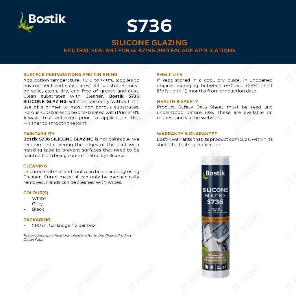 BOSTIK S736 Silcone Glazing Neutral Sealant For Contruction and Facade Applications Awning Roof - Image 3