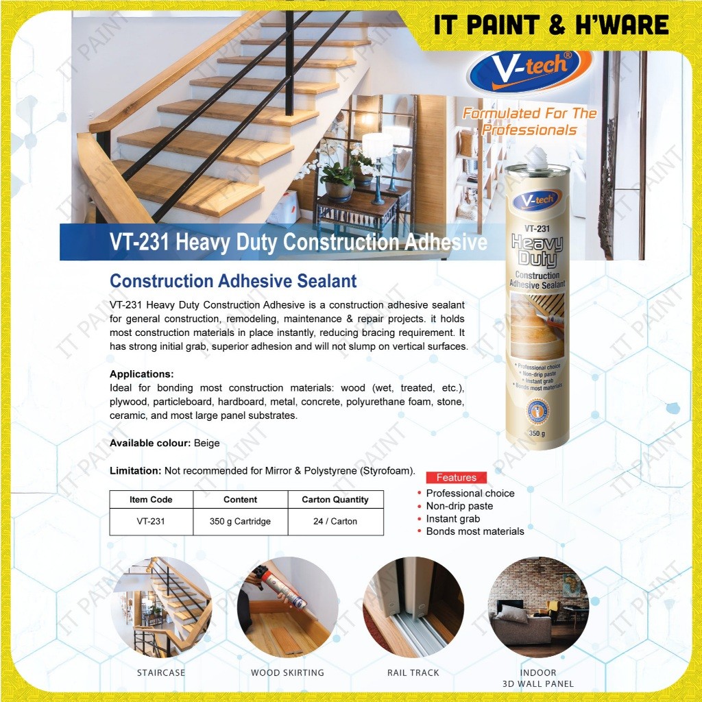 VT230 V-Tech Vital Nail for Gam Wainscoting VT224 VT226 Gap Sealant Silicone Gun Fluted Wall Shiplap - Image 5