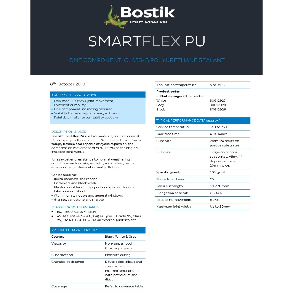 600ml Bostik Smartflex PU Polyurethane Construction Joint Sealant Silicone Grey White Black - Image 4