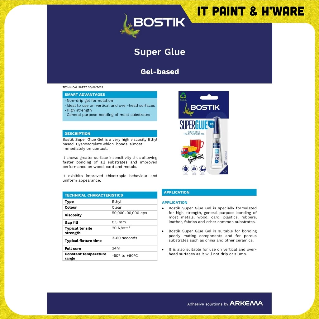 Bostik Super Glue Gel Ultra Strong, Solvent-Free, Odourless Super Glue Gel 3g - Clear - Image 2
