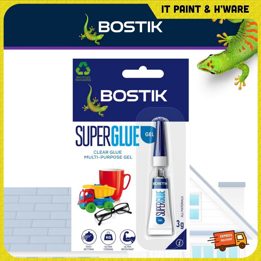 Bostik Super Glue Gel Ultra Strong, Solvent-Free, Odourless Super Glue Gel 3g - Clear