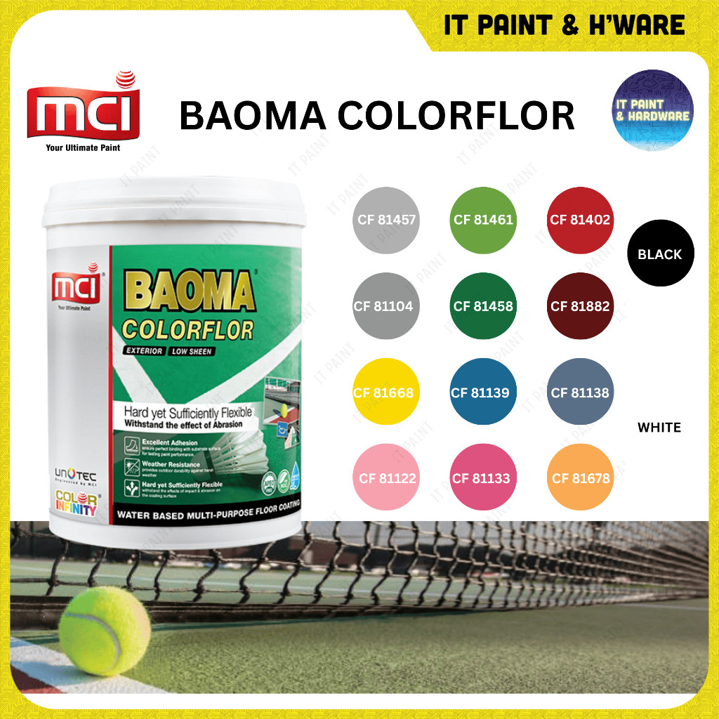 5 Liter MCI Paint Baoma ColorFlor Multi Purpose Floor Paint for Sport Courts Cat Lantai Court Sukan
