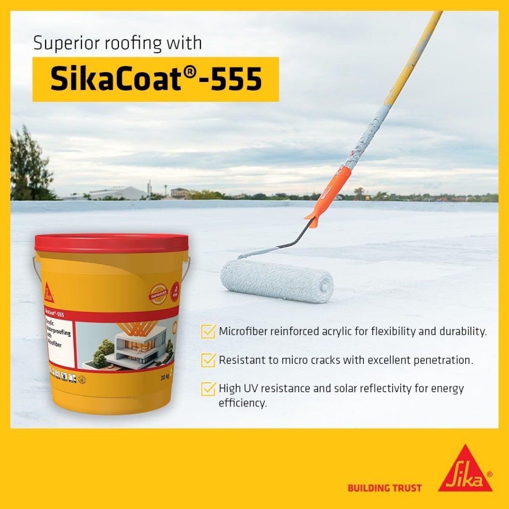 4KG & 20KG SikaCoat®-555 Super Grey Micro-fiber Reinforced Acrylic Waterproofing Coating - Image 2