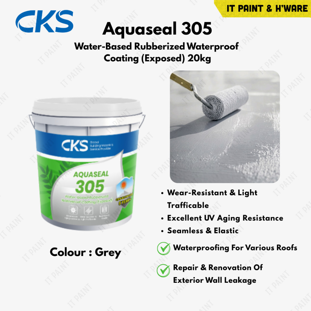 20KG CKS Aquaseal 305 Water-Based Rubberized Waterproof Coating Exposed System Balcony Slab Roof