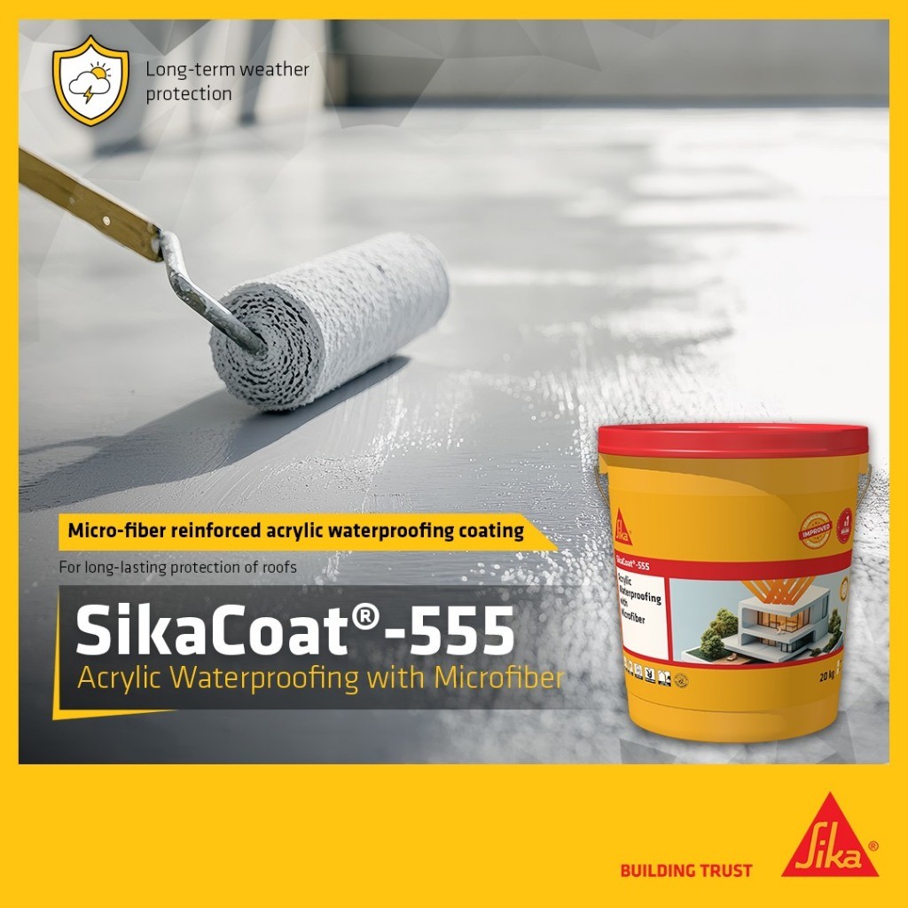 4KG & 20KG SikaCoat®-555 Super Grey Micro-fiber Reinforced Acrylic Waterproofing Coating