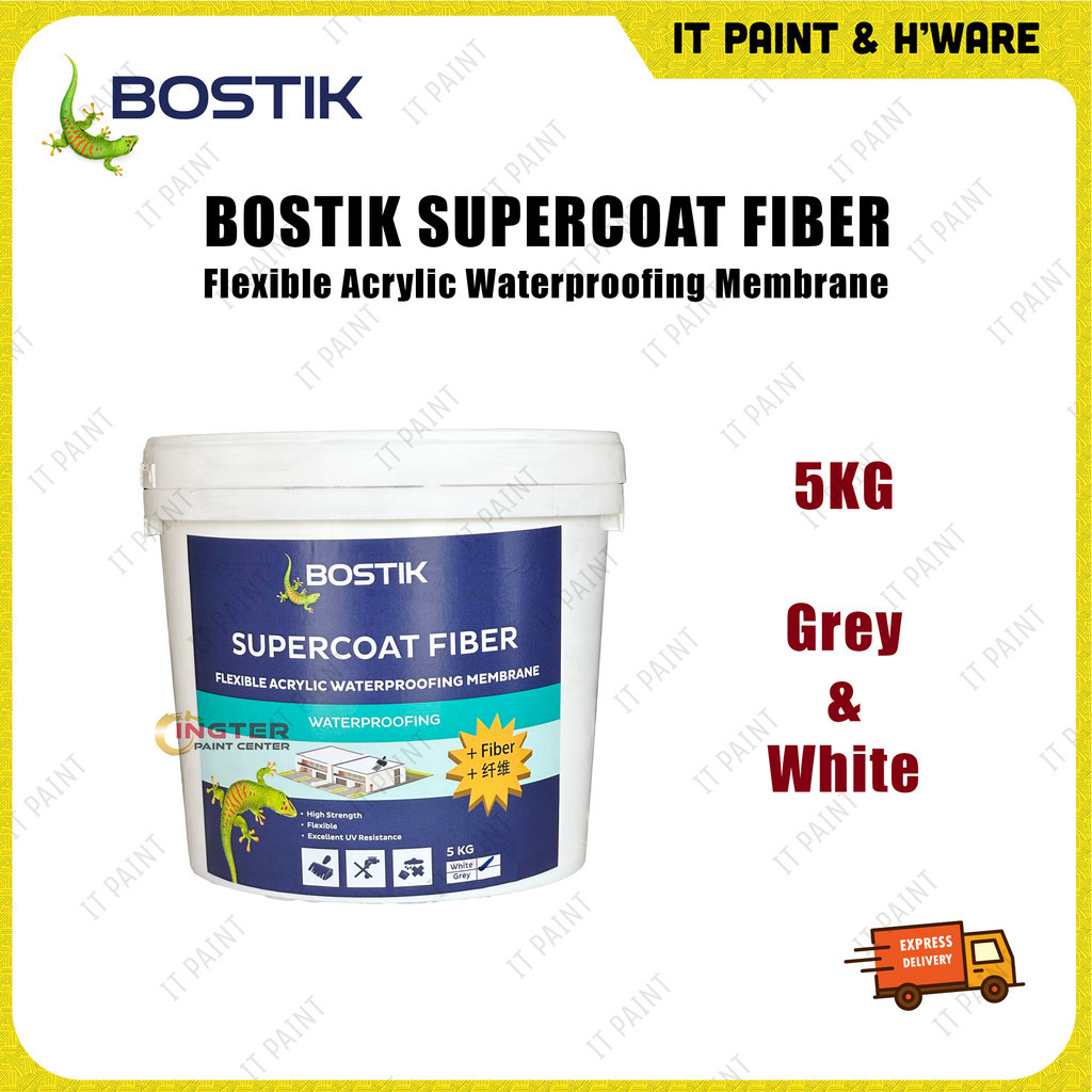 5KG Bostik Supercoat Fiber Single Component Fiber Reinforced Flexible Acrylic Waterproofing Membrane